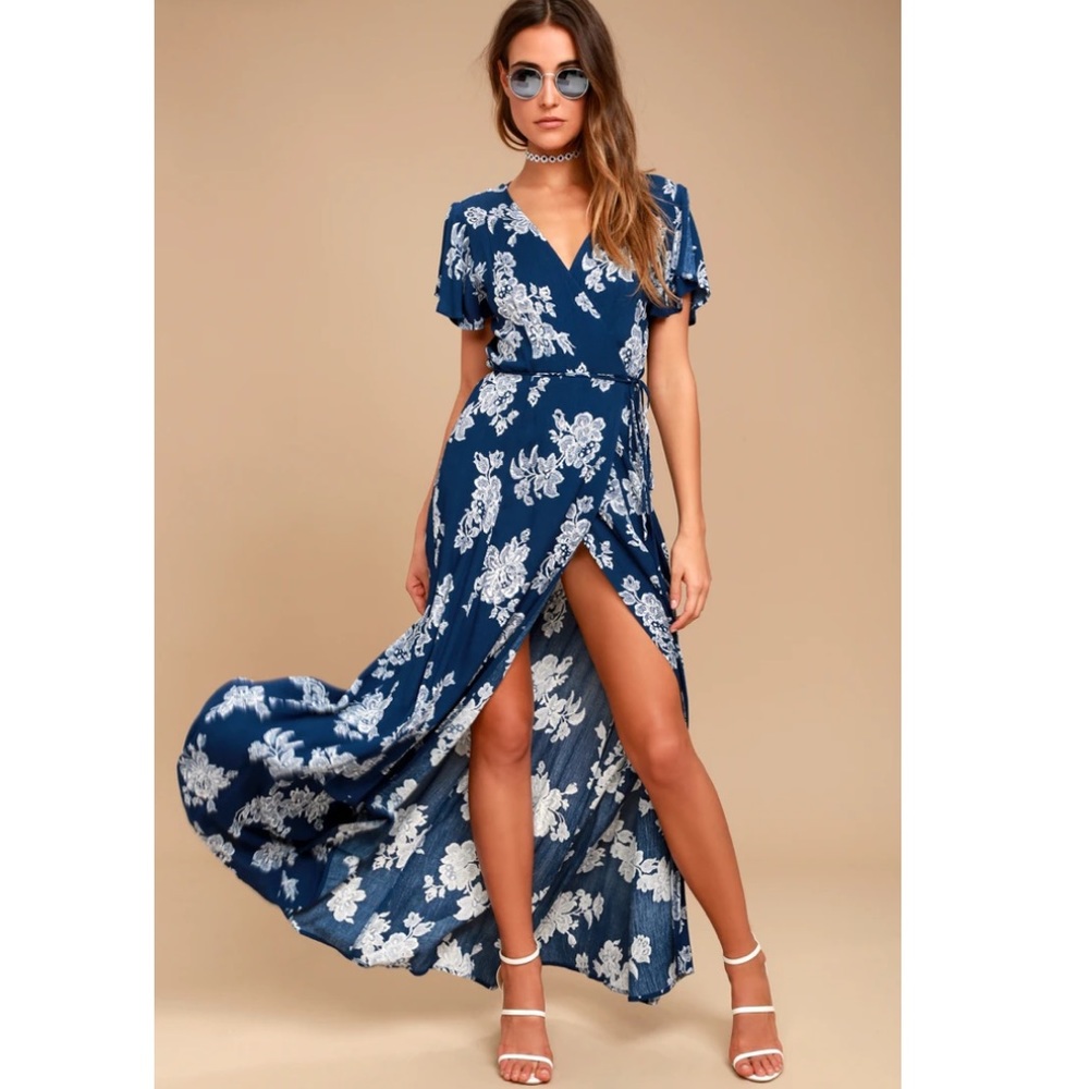 Lulu’s Heart of Marigold Floral Wrap Maxi Dress